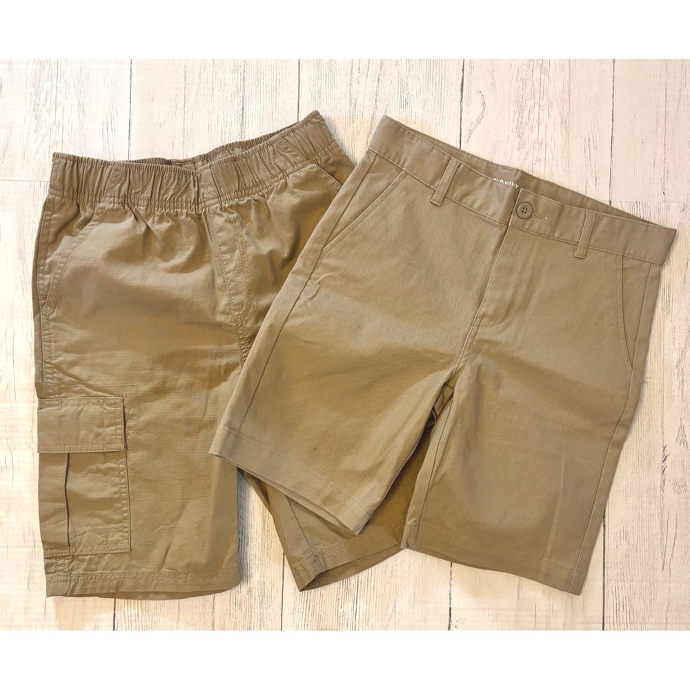 Old Navy & Childrens Place Boys Khaki Shorts Bundle Size 10 Chino Cargo Tan 2pk